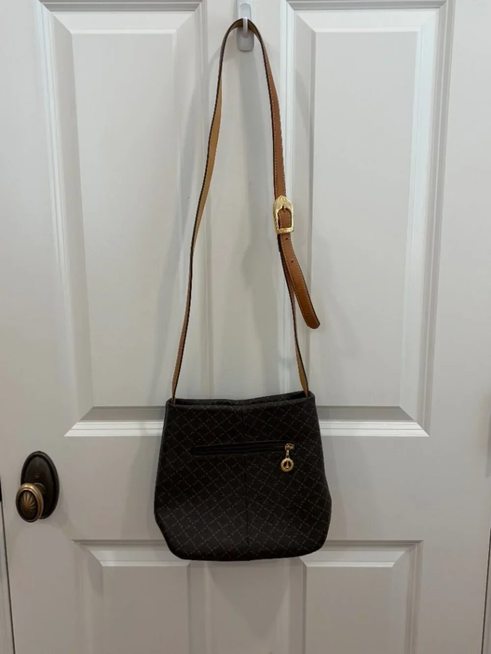 Eiffel Paris Monogram Crossbody Bag Brown Adjustable Shoulder Purse